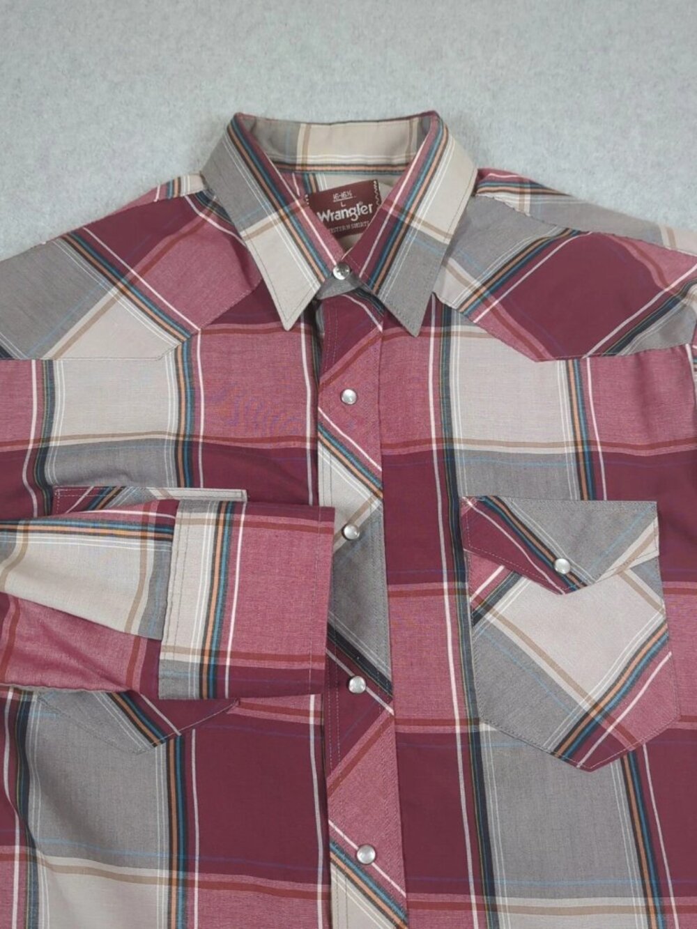 Wrangler Western Shirt Men's Large Red Pearl Snap Long Sleeve Button Up Cowboy